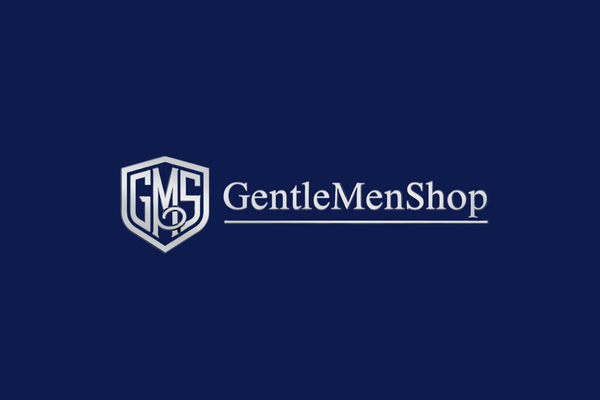 creer un logo horizontal GentleMenShop avec un logo a gauche GMS qui prenne tte la page et sur fond bleu nuit